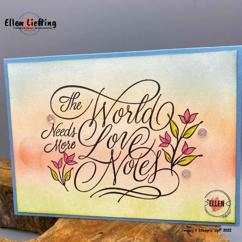 kleurverloopjes op more love van stampinup door bij ellen