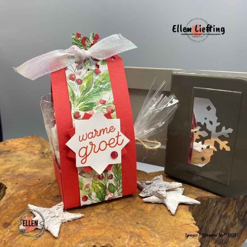warme groet met pons sparkling snowflakes kadootje stampinup door ellen liefting